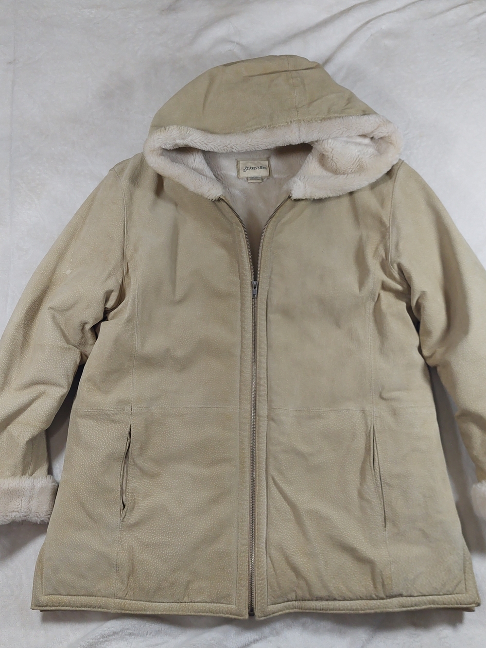St. John's Bay Hooded Leather Jacket - Cream